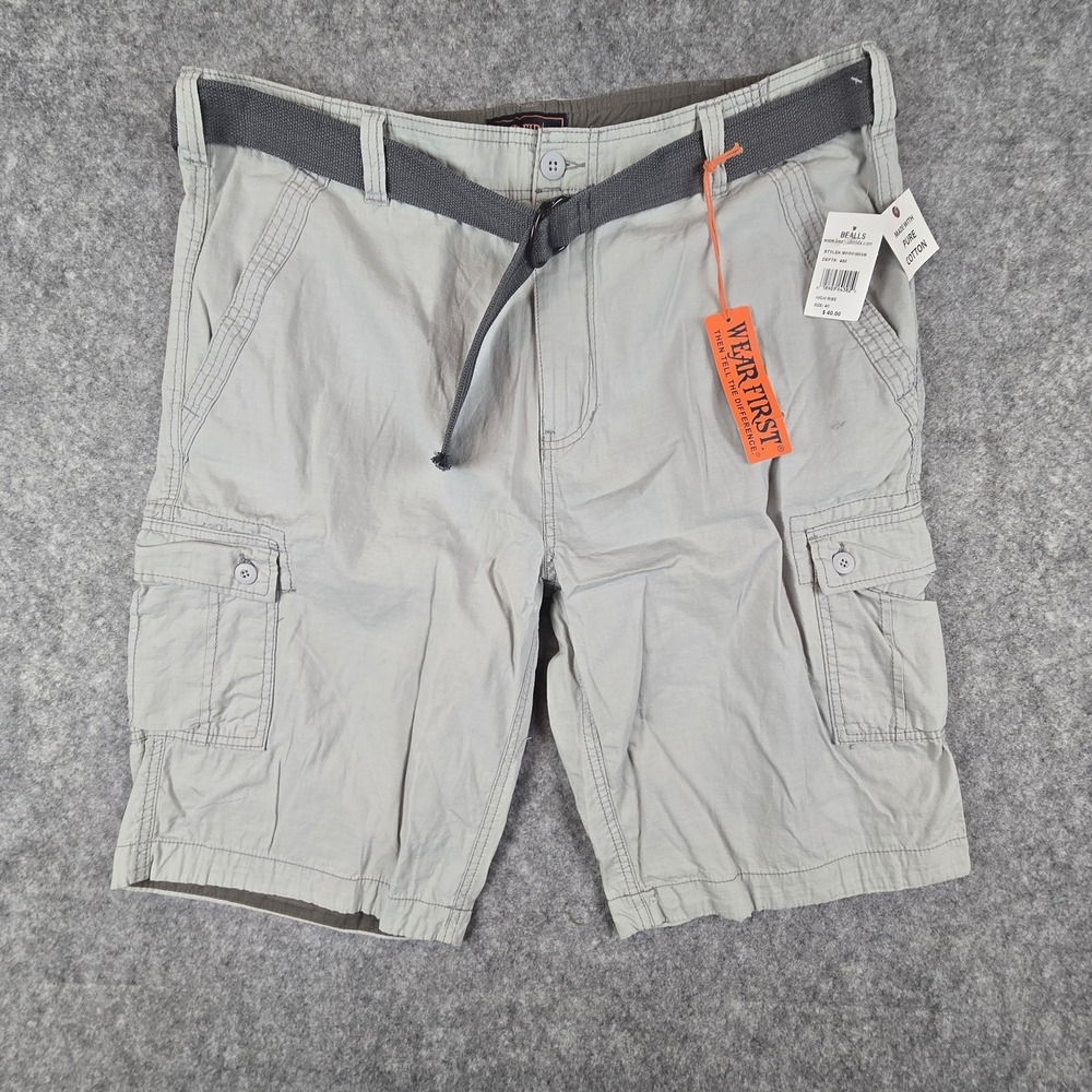 Wearfirst Shorts Mens 40 Gray Cargo Belted Cotton Outdoor Casual Utility Pockets